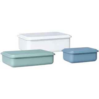Riess Vorratsdosenset , Weiß, Pastellblau, Salbeigrün , Metall , 3-teilig , Küchenzubehör, Vorratsbehälter, Vorratsdosen