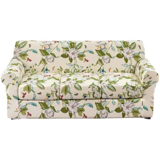 EBETA E Sofahusse Sofabezug mit 3 Separatem Sitzkissenbezug Stretch Sofaüberwürfe Couchbezug Elastischer Stretchhusse für Sofa (Frühling, 3 Sitzer)