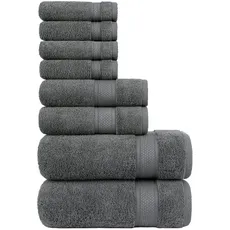Handtücher Sets – 100 % Baumwolle, hochsaugfähige Handtücher, 2 Badetücher, 2 Handtücher und 4 Waschlappen | Ideal für den täglichen Gebrauch, Hotel und Outdoor, Handtücher Set (8er set, Anthrazit)