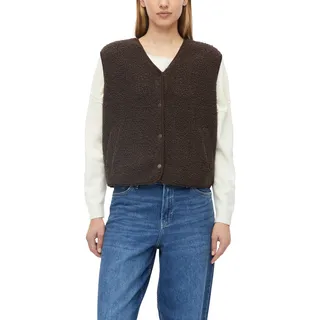 Plüschweste S.OLIVER, Damen, Gr. 40, braun, Plüsch, Obermaterial: 90% Polyester, 10% Viskose, unifarben, bequem hüftbedeckend, V-Ausschnitt, Westen Plüschweste, mit Druckknöpfen / V-Ausschnitt