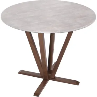 MCW Bistrotisch M56 Massiv-Holz HPL Laminat Melamin Beton-Optik Braunes Gestell