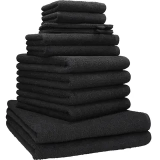 Betz Berlin Handtuch-Set 12-teilig – 100% Baumwolle – Oeko-TEX® Zertifiziert – extra saugfähig & weich – hohe Grammatur – Duschtücher, Handtücher, Gästetücher & Waschhandschuhe Farbe Graphit