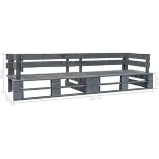 vidaXL Garten-Palettensofa 2-Sitzer 120 x 70 x 70 cm Grau