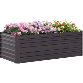 Outsunny Hochbeet aus Stahl , Dunkelgrau , Metall , 90x59x180 cm , Gartenzubehör, Hochbeete