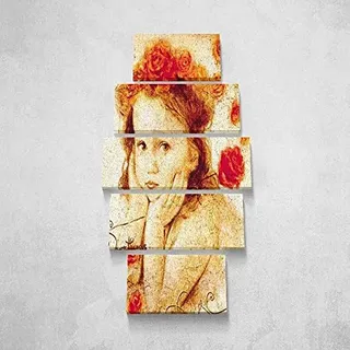 Homemania Bild inspiriert von Auteurs, 5-teilig, Kunst und Graffiti, für Wohnzimmer, Schlafzimmer, Mehrfarbig, 100 x 3 x 60 cm, HM205PKNV-153, Polyester, Holz