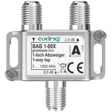 Axing BAB 1-08X 1-Fach Abzweiger 8 dB 5-1800 MHz TV Data Internet Kabelfernsehen
