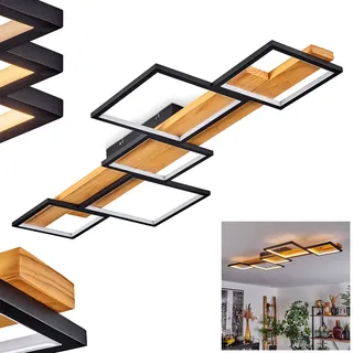 HOFSTEIN LED Deckenleuchte Pompu, dimmbare Deckenlampe aus Holz/Metall/Kunststoff in Natur/Schwarz/Weiß, Leuchte im skandinavischen Design, dimmbar über Lichtschalter, 4500 Lumen, 3000 Kelvin, 37 Watt