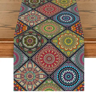 Artoid Mode Boho Vintage Geometrie Marokkanische Bunt Tischläufer, Küche Esstisch Hochzeit Bankett Dekoration Urlaub Party Dekor 40x180 cm
