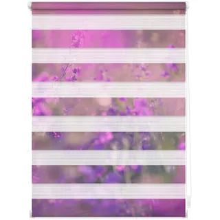 Doppelrollo LICHTBLICK ORIGINAL "Duo Rollo Motiv Blumenwiese" Gr. 1, lila (violett), B:45cm H:150cm, Polyester, Rollos, Doppelrollo, bedruckt