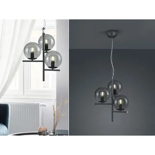 3 flammige Pendellampe Anthrazit Lampenschirm Rauchglas für über EsstischLampen - Schwarz