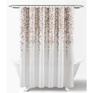 Lush Decor Duschvorhang mit weinenden Blumen, Rouge und Grau