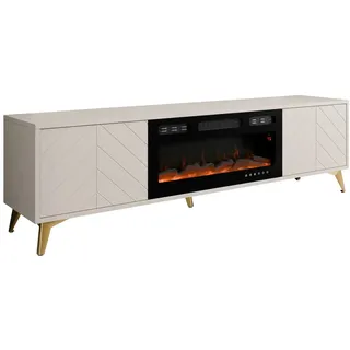 Mirjan24 Xylix 2D EF TV-Lowboard 184x53x40 cm Beige/Gold Holzwerkstoff