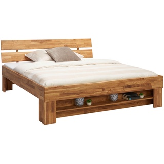 Carryhome Bett , Wildeiche , Holz , Wildeiche , massiv , 180x200 cm , Schlafzimmer, Betten, Einzel- & Doppelbetten