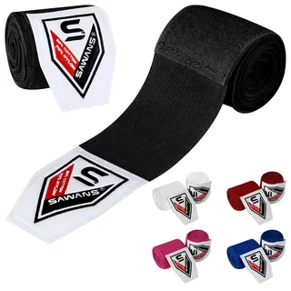 SAWANS Boxen Handbandagen Kampfsport Bandagen Innenhandschuhe Schlagen MMA 2,5 3,5 4,5 Meter Handgelenkstützgurte Elastische Trainingstasche Kampfsport unter den Handknöcheln (3.5 M, Schwarz)