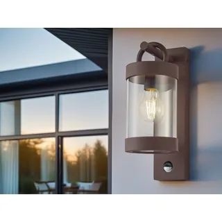 LED Landhausstil Außenwandleuchte Rostoptik mit Bewegungsmelder, Hausbeleuchtung