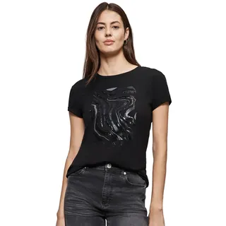 STREET ONE Damen A321960 T-Shirt mit Pailetten, Black, 40