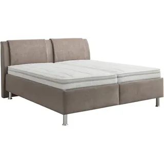 Beldomo - Sleep Polsterbett , Taupe, Hellgrau , Textil , H2 + H3 , Höhe ca. 24 cm , 160x200 cm , Goldenes M, Made in Eu , Bezug abnehmbar/waschbar, für verstellbare Lattenroste geeignet, atmungsaktiv, Härtegradauswahl für beide Seiten,Bettkasten, gepolstertes Kopfteil, Stoffauswahl, in verschiedenen Größen erhältlich, Matratze in verschiedenen Härtegraden erhältlich,Federleisten mit Duokappen, verstellbar , Schlafzimmer, Betten, Polsterbetten