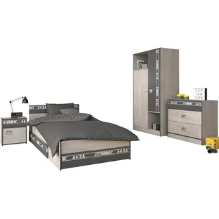 Jugendzimmer-Set PARISOT, grau, ohne Matratze, B/H: 90cm x 200cm, Schlafzimmermöbel-Sets, Jugendzimmer-Set