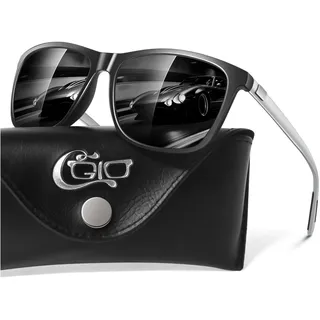 CGID Sonnenbrille Herren Polarisiert Damen Ultraleichte Al-Mg Metallrahmen Rechteckig Vintage UV400 Schutz Rechteckig Eckig mit Federscharnier