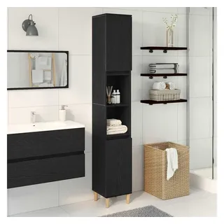 vidaXL Badezimmerschrank 30 x 30 x 190 cm Schwarz/Eichen-Optik