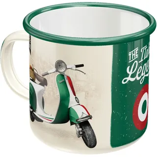 Nostalgic-Art Retro Emaille-Tasse, 360 ml, Vespa – Italian Legend | Original Vespa Lizenzprodukt (OLP), Camping-Becher für Kaffee, Vintage Design, Geschenk-Idee für Roller-Fans
