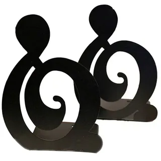 EIN Paar Musik Thema massivem Metall Buchständer Buchstützen für Kinder Musik Lover Home Office Dekoration High Note 2 Black