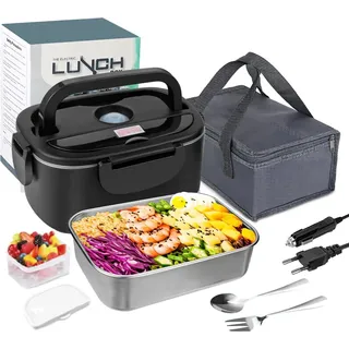 Elektrische Lunchbox - Speisenwärmer - 1,5 L - 60 W - Auto & Zuhause - EU-Stecker - Auslaufsicher - Tragbar - Orange