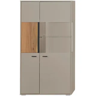 Hom`in Highboard , Grau, Eschefarben , Metall , 7 Fächer , 83.3x154.1x37.4 cm , Frontbeleuchtung , Wohnzimmer, Wohnwände, Wohnwand-Serien