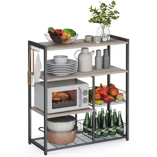 VASAGLE Standregal 35 x 80 x 93,5 cm Greige/Schwarz