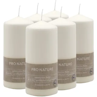 Müller Kerzen PRO NATURE Stumpenkerzen - Elfenbein Stearin-Kerzen - 6er Set - 7 x 15 cm - 32 Stunden Brenndauer - Natürliche Wachs - Paraffin- und Palmölfrei - Unparfümierte