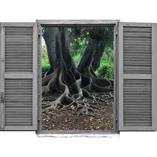 Queence "Baumwurzeln", Wandsticker, Wandbild, selbstklebend, 3D, Fenster,