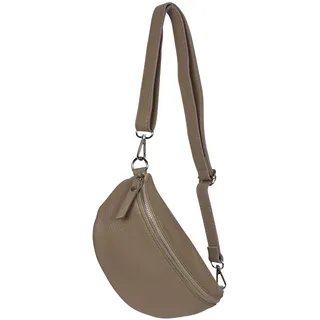 AMBRA Moda GLX10 - Damen Herren unisex kleine Hüfttasche Gürteltasche Bauchtasche Umhängetasche aus Echtleder (Helltaupe)