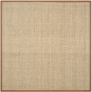 Safavieh Quadratischer Teppich 183 x 183 cm - Natural Fiber Collection - Modernes Design, Natur & Braun, Handgewebtes Seegras, Ideal für Wohnzimmer, Eingang, Büro