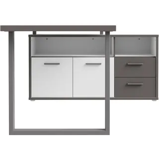 Forte Eckschreibtisch Keflav Grau / Weiß