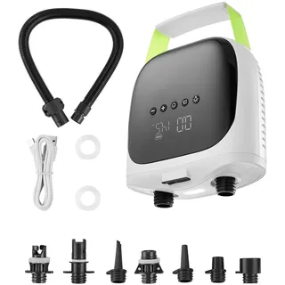 Vevor Paddleboard Pumpe (20 PSI) mit USB-Ausgang, zweistufige elektrische SUP-Luftpumpe mit automatischer Abschaltung & LED Licht, Aufblasen & Entleeren ideal für aufblasbare Paddleboards Zelte