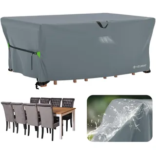 Velway Abdeckung für Gartenmöbel Wasserdicht - 242x162x71cm Rechteckig Schutzhülle Winddicht Loungemöbel Abdeckung Abdeckhauben für Gartentische Sitzgruppe Terrassenmöbel Grau