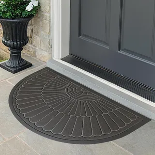 Decorator HOME Fußmatte Halbrund Tivoli 60x90 cm für Innen und Außen – Grau, rutschfest, Modernes 3D-Design Schmutzfangmatte - Türmatte haustür leicht zu reinigen