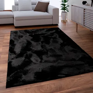 Paco Home Fellteppich »Kunstfell Soft 380« rechteckig 14 mm Höhe Langflor, Kuschelteppich - besonders weich, Uni-Farben, schwarz