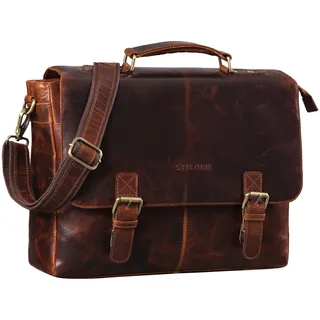 STILORD Dorian Große Aktentasche Leder Herren Vintage Businesstasche zum Umhängen mit 15.6 Zoll Laptop-Fach Trolley Aufsteckbar Farbe:Florida - braun