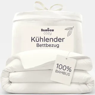 Bambaw Bambus Bettwäsche 260x240 cm, Sommer Bettbezug, antibakterielle, atmungsaktive und kühlende Bettwäsche Bambus, 100% Bambusfasern, Allergiker Bettbezug (Elfenbein)