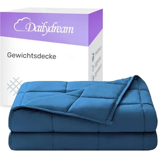 DAILYDREAM Therapie Gewichtsdecke | 135x200 | 4,5 kg | Blau | aus 100% Baumwolle | mit Glasperlenfüllung | schwere Decke zum Schlafen | Weighted Blanket | Therapiedecke | Körpergewicht bis 52 kg