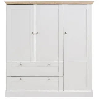 Home Affaire Drehtürenschrank »Binz, Wäscheschrank, Mehrzweckschrank, skandinavischer Landhausstil« B/H/T ca. 122/130/35 cm, viele Stauraummöglichkeiten, Metallgriffe, Türen mit Rahmen/ Kassetten, weiß