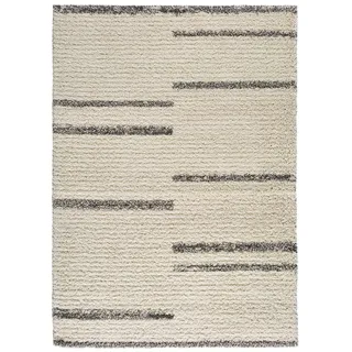 ECCOX - Gobi Hochflor-Teppich aus Polypropylen mit Jutebasis, weicher und strapazierfähiger Teppich, für Eingang, Wohnzimmer, Esszimmer, Schlafzimmer, Ankleidezimmer, Creme (160 x 230 cm)