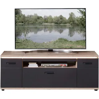 Stylife Tv-Element , Graphitfarben, Eichefarben , Kunststoff , 2 Fächer , 1 Schublade(n) Schubladen , 160x61x47 cm , Holzmöbel, Wohnwände Holz, Wohnwand Serien Holz