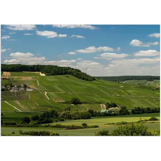 Wallario XXL Outdoor-Poster für Garten oder Balkon, Motiv Panoramablick über die Champagne, in ca. 400 x 280 cm - Gelb