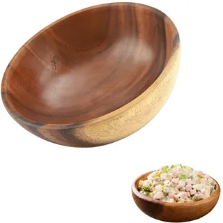 DEWIN Hölzerne Schüssel, Holzschale Feste Akazie Hölzerne Salatschüssel Küchengeräte Groß Obstschale Holz für Salat Suppe Reis (Größe : 20 * 7cm)