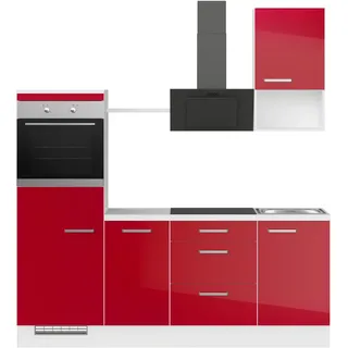 Impuls Küchen Küchenzeile Turin 215 cm rot