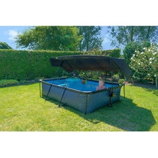 Bild von EXIT Black Wood Pool 300x200x65cm mit Filterpumpe und Sonnensegel - schwarz