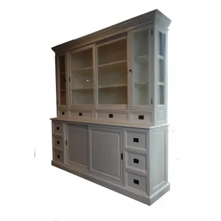 Casa Padrino Buffetschrank im Shabby Chic Landhaus Stil, Weiß, 220 x 50/45 x 225 cm - Weiß