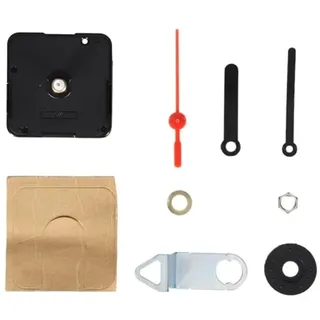 Perel Quarz Uhrwerk, Reparaturset, Länge der Minutenzeiger 5,5 cm, Schwarze Zeiger mit rotem